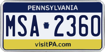 PA license plate MSA2360
