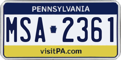 PA license plate MSA2361