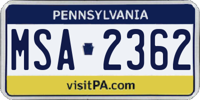 PA license plate MSA2362