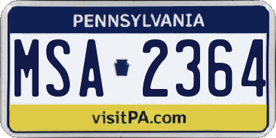 PA license plate MSA2364