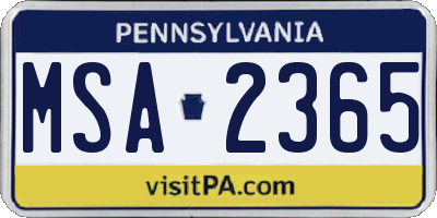 PA license plate MSA2365