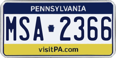 PA license plate MSA2366