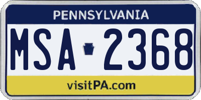 PA license plate MSA2368