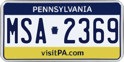 PA license plate MSA2369