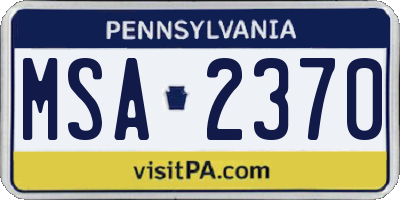 PA license plate MSA2370