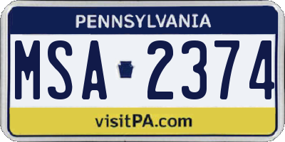 PA license plate MSA2374