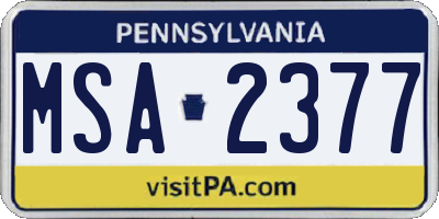 PA license plate MSA2377