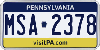 PA license plate MSA2378