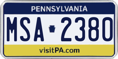 PA license plate MSA2380