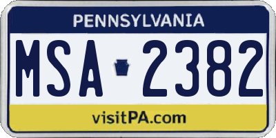 PA license plate MSA2382