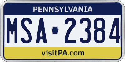 PA license plate MSA2384