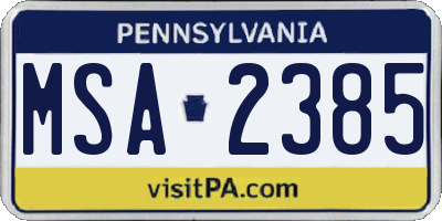 PA license plate MSA2385
