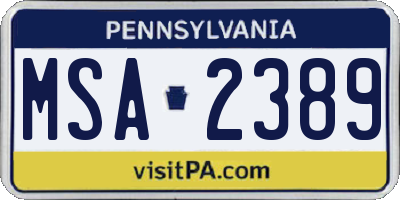 PA license plate MSA2389