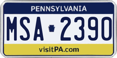 PA license plate MSA2390