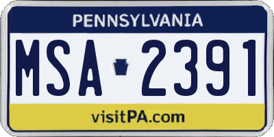 PA license plate MSA2391