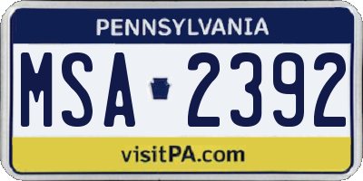 PA license plate MSA2392