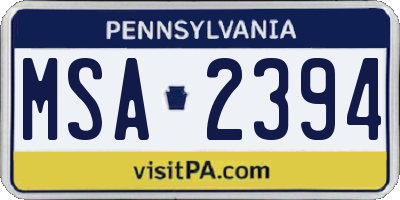 PA license plate MSA2394