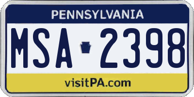 PA license plate MSA2398