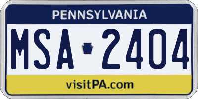 PA license plate MSA2404