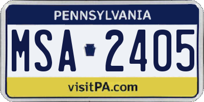 PA license plate MSA2405
