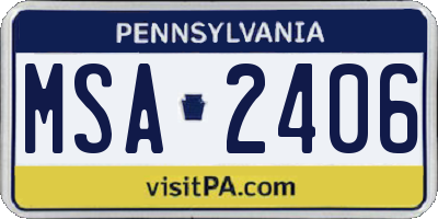PA license plate MSA2406