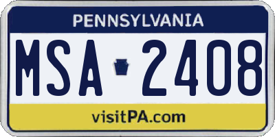 PA license plate MSA2408