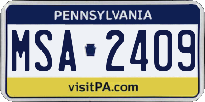 PA license plate MSA2409