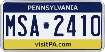 PA license plate MSA2410