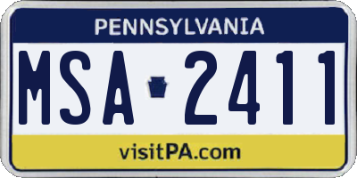 PA license plate MSA2411