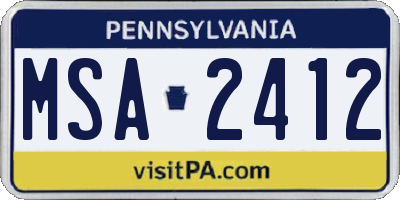 PA license plate MSA2412
