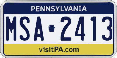 PA license plate MSA2413