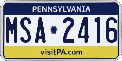 PA license plate MSA2416