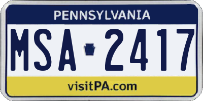 PA license plate MSA2417