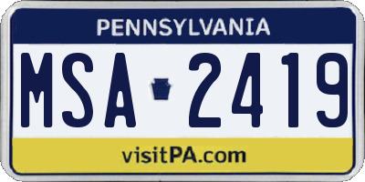 PA license plate MSA2419