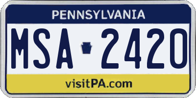 PA license plate MSA2420