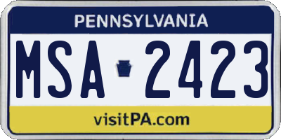 PA license plate MSA2423
