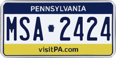 PA license plate MSA2424