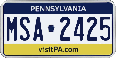 PA license plate MSA2425