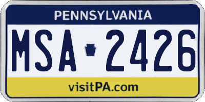 PA license plate MSA2426