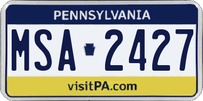 PA license plate MSA2427