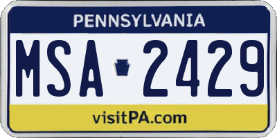 PA license plate MSA2429