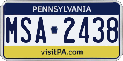 PA license plate MSA2438