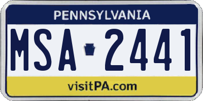 PA license plate MSA2441