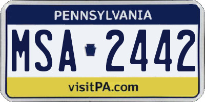 PA license plate MSA2442