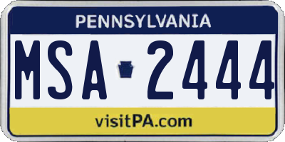 PA license plate MSA2444