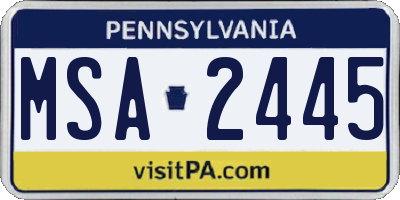 PA license plate MSA2445