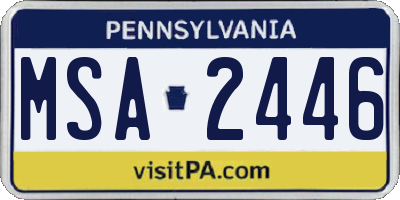 PA license plate MSA2446