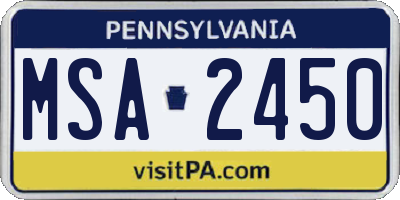 PA license plate MSA2450