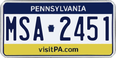 PA license plate MSA2451
