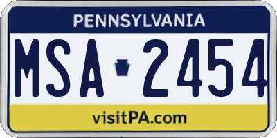 PA license plate MSA2454